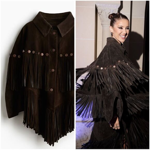 H&M Jackets & Blazers - Lorena Saravia H&M Fringed Suede Cape Jacket ONE SIZE